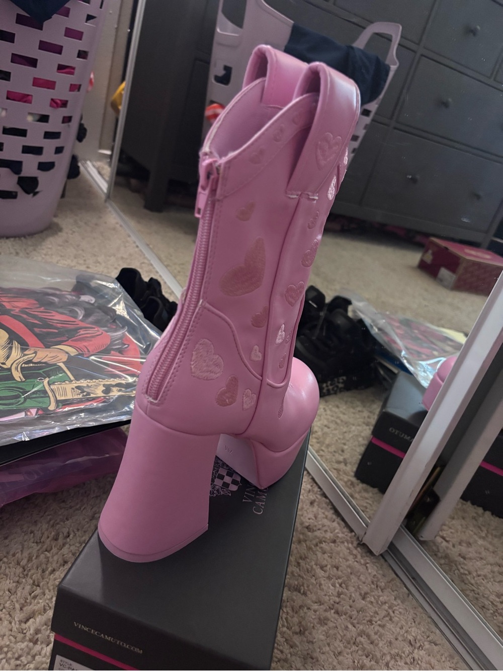 Sugar Thrills Pink Heart Platform Ankle Boot - Picture 4 of 6